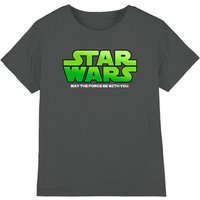 Star Wars Lime Gradient Logo Kids T-Shirt, Light Graphite in Light Grey | Size: 7-8 Years