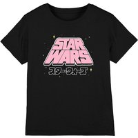 Star Wars Manga Logo Girls Kids T-Shirt, Black | Size: 12-13 Years