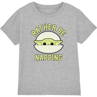 Star Wars The Mandalorian Grogu Napping Pod Kids T-Shirt, Heather Grey in Light Grey | Size: 7-8 Years