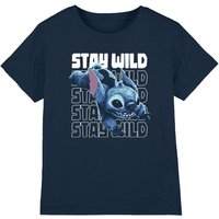 Disney Boy's Stitch Stay Wild Kids T-Shirt, Navy | Size: 3-4 Years