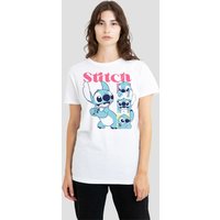 Disney Women's Lilo & Stitch 100 Kisses Classic T-Shirt, White | Size: Large