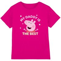 Hasbro Girl's Peppa Pig My Daddy Is The Best Kids T-Shirt, Fuchsia | Size: 7-8 Years