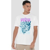 Marvel Fantastic Four Lineart Heroic First Family T-Shirt, White | Size: 2XL