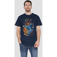 Marvel Fantastic Four Cosmic Heroes & Villains T-Shirt, Navy | Size: Medium