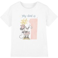 Disney Girl's Minnie Mouse No.1 Dad Watercolour Girls T-Shirt, White | Size: 7-8 Years