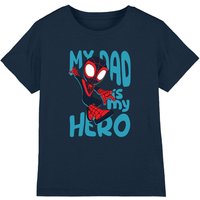 Marvel Boy's 'S Spidey & His Amazing Miles Morales Dad Hero Kids T-Shirt, Navy | Size: 3-4 Years