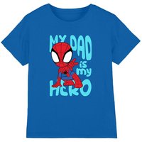 Marvel Boy's 'S Spidey & His Amazing Spidey Dad Hero Kids T-Shirt, Royal Blue in Dark Blue | Size: 3-4 Years