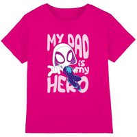 Marvel Girl's 'S Spidey & His Amazing Gwen Dad Hero Kids T-Shirt, Fuchsia in Bright Pink | Size: 3-4 Years