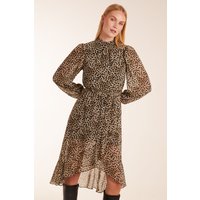 Blue Vanilla Women's High Neck Wrap Midi Dress in Khaki | Size: 8