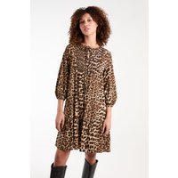 Blue Vanilla Women's Shirred Front Tie Neck Smock Dress in Brown | Size: Small