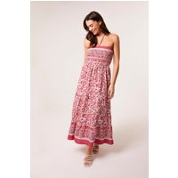 Pink Shirred Bust Bandeau Dress
