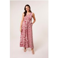 Red Sleeveless Leaf Print Jumpsuit