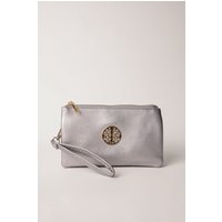 Blue Vanilla Women's Detailed Zip Up Purse With Detachable Strap in Silver