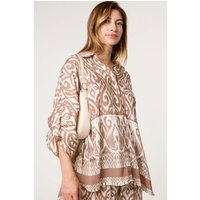 Light Brown Printed Oversized Shirt