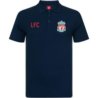 Liverpool FC Boy's Kids Crest Polo Shirt in Navy | Size: 6-7 Years