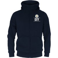 Manchester City FC Boy's Kids Zip Hoodie in Navy | Size: 10-11 Years