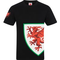 FA Wales Boy's Kids Graphic T-Shirt in Black | Size: 10-11 Years
