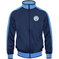 Manchester City FC Boy's Kids Retro Track Top Jacket in Navy | Size: 6-7 Years