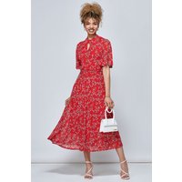 Jolie Moi Women's Carina Key Hole Mesh Midi Dress in Red | Size: 8