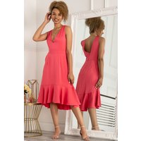 Jolie Moi Women's Annabeth V Neck Flare Dress in Pink | Size: 10
