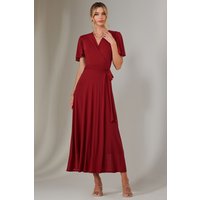 Plain Angel Sleeve Wrapped Maxi Dress Dark