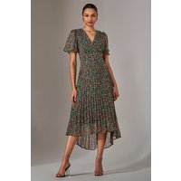 Jolie Moi Women's Charlotte Pleated Chiffon Midaxi Dress in Black | Size: 12