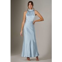Jolie Moi Women's Halter Neck Maxi Dress in Blue | Size: 12