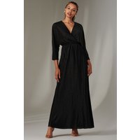Jolie Moi Women's Ruffle Hem Chiffon Midi Dress in Black | Size: 8