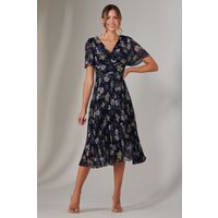 Jolie Moi Women's Chiffon Pleated Wrap Midaxi Dress | Size: 12