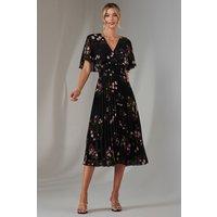 Floral Print Chiffon Pleated Dress