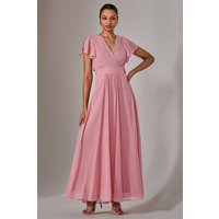 Jolie Moi Women's Chiffon Pleated Maxi Dress in Dusty Pink | Size: 10