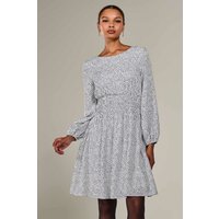 Jolie Moi Women's Long Sleeve Ruched Waist Midi Dress in White | Size: 10
