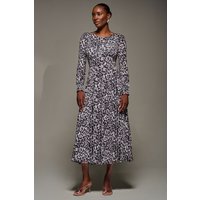 Jolie Moi Women's Jersey Belted Long Sleeve Maxi Dress in Pink | Size: 14