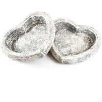 2 x Heart Shaped Planters Lightweight Stone Effect Outdoor Garden Plant Pots Measure H8cm x W31cm x D28cm