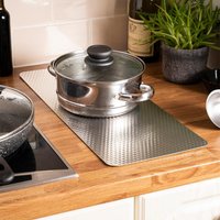 Heat Resistant Kitchen Mat Worktop Surface Protector & Chopping Board Dimpled Metal to Disperse Heat Measures 50 x 21cm