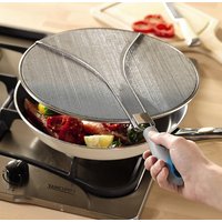Splatter Screen 29cm Stainless Steel Odour Absorbent Frying Pan Splatter Guard Lid Cover Carbon Filter & Folding Handle