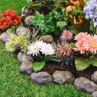 14pc Effect Garden Edging Polyresin Rock Border Rockeries Flower Beds Ponds or Lawns Each L8.9 x H5 x W5cm