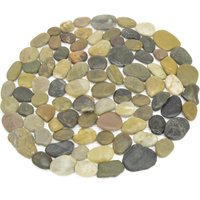 2 x Round Pebble Stepping Stones Polished River Rock Weatherproof Garden Pathway Slabs PVC Backing Each 33cm Diameter