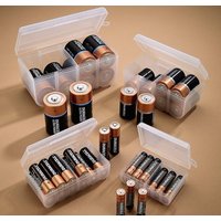 Battery Organiser Set 4 x Handy Plastic Storage Boxes Holds 12 x AAA 12 x AA 8 x C & 8 x D Batteries