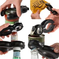 mysmartbuy 6 in 1 Bottle & Jar Lid Opener - Easy To Use Kitchen Gadget for Weak Arthritic Hands - H2cm x W14.5cm x D6.2cm in Black