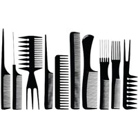 10 Piece Comb Set Plastic Hairstyling Tools 15 23cm Long