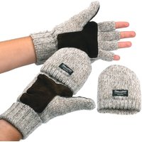 Pure Wool Fingerless Gloves Mitten Tops Thinsulate Lining Suedette Palms & Long Length Wrists