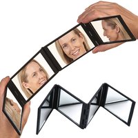 mysmartbuy Four Way Folding Mirror - Pocket Size Cosmetic Beauty Vanity Mirror in Black