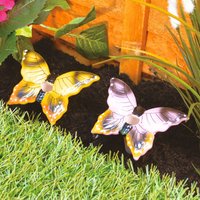 2 x Butterfly Design Plant Waterer Stakes Hand Painted Ceramic Self Watering Feeding System Planters Pots Hanging Baskets