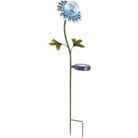 Solar Powered Daisy Design Globe Stake Light Flower Shaped Metal & Glass Outdoor Garden Lighting Ornament Measures H74cm