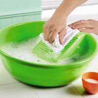 Hand Washing Clothes Basin Plastic Wash Bowl Ridged Washboard Removing Tough Stains H13cm x Dia.40cm