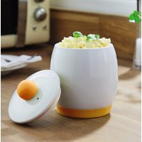 mysmartbuy Microwave Egg Cooker - Dishwasher Safe Ceramic Cooking Pot with Non-Stick Coating for Scrambled or Poached Eggs - H14 x Dia.10cm in White