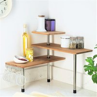 Kitchen or Bathroom Corner Etagere Freestanding 3 Tier Bamboo Wooden Shelving Unit Measures 43 x 39 x 18cm x 39 x 18 cm