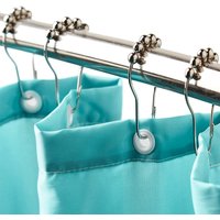 Set 12 Easy Glide Roller Ball Shower Curtain Hooks Rustproof Stainless Steel Bathroom Accessories
