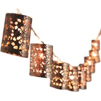Finish Moroccan Style String Lights Battery Powered Metal LED Home Lighting Lanterns 173cm Long Each Light H5 x 4cm
